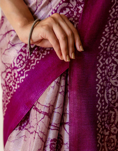 Dull Purple Khadi Printed Saree