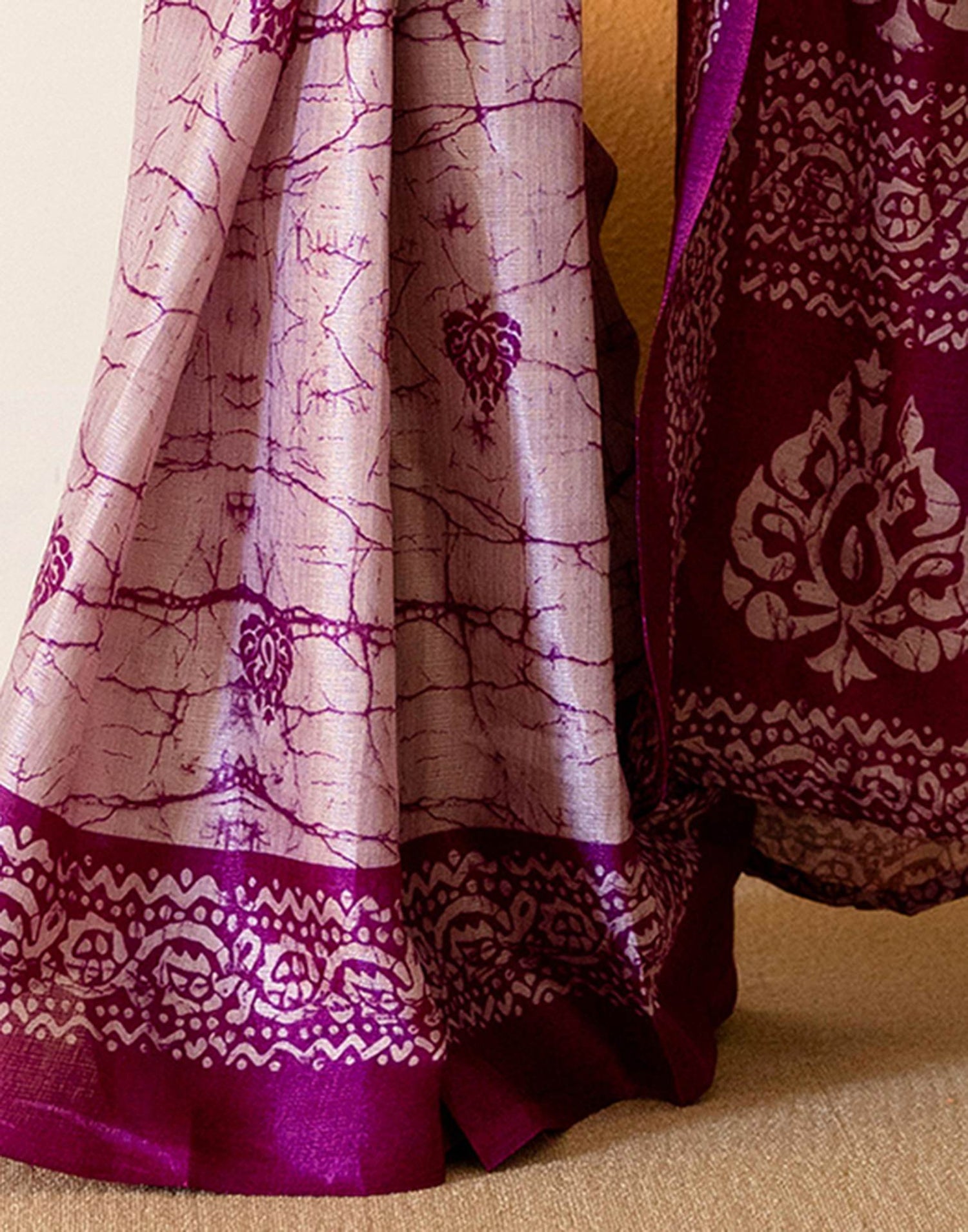 Dull Purple Khadi Printed Saree