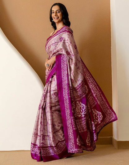 Dull Purple Khadi Printed Saree