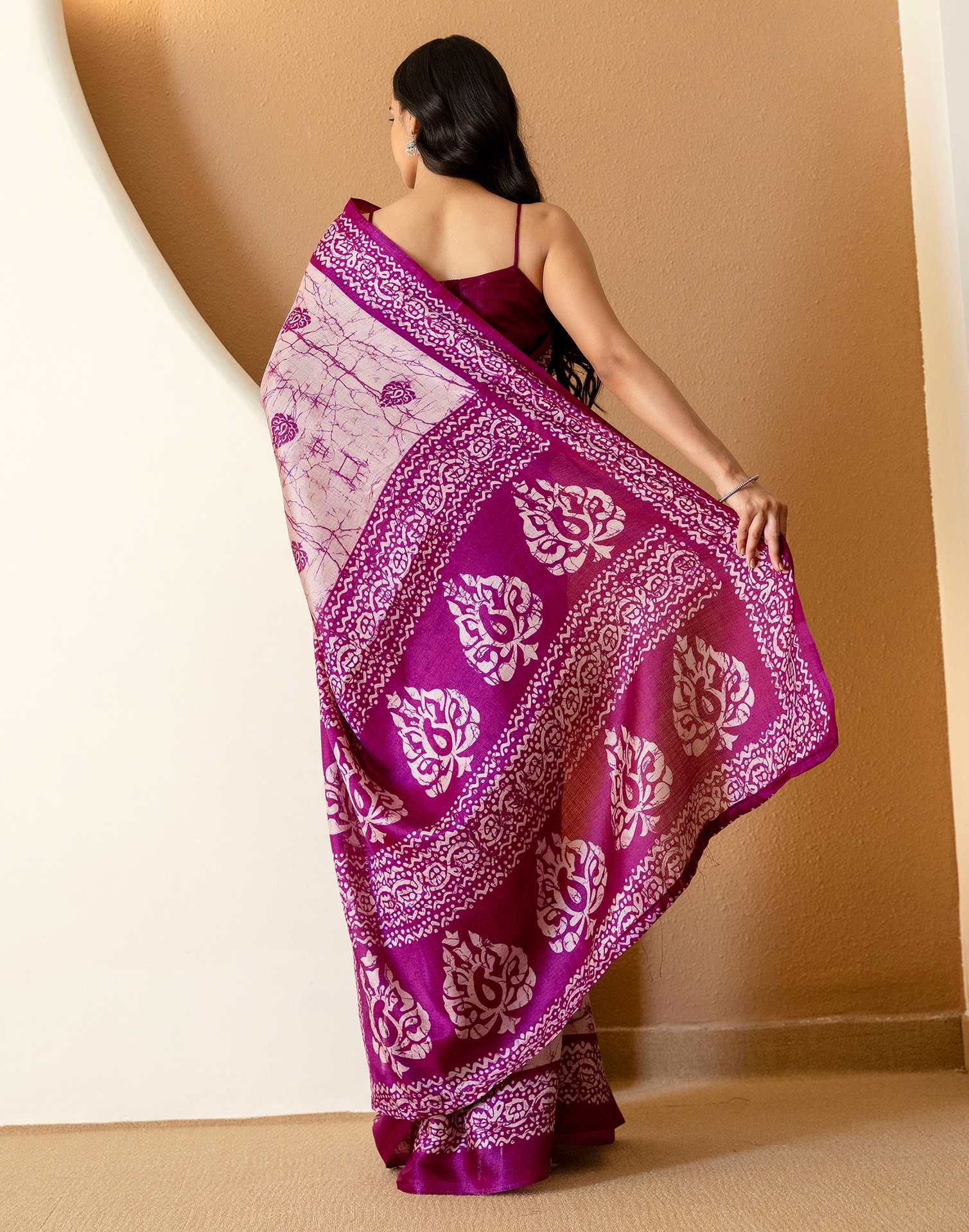 Dull Purple Khadi Printed Saree