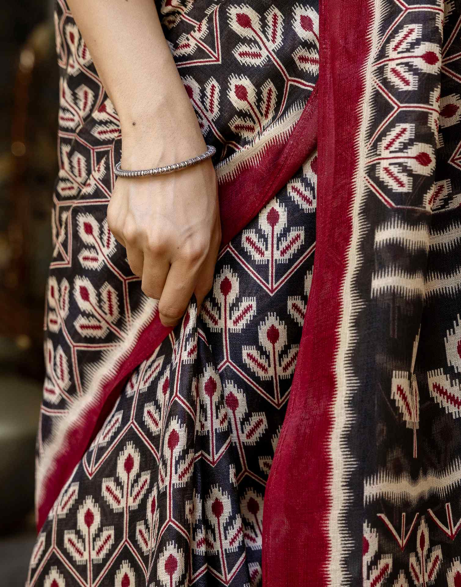 Black Khadi Printed Saree