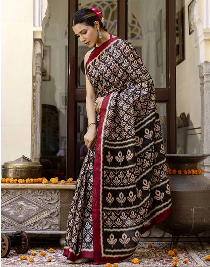 Black Khadi Printed Saree