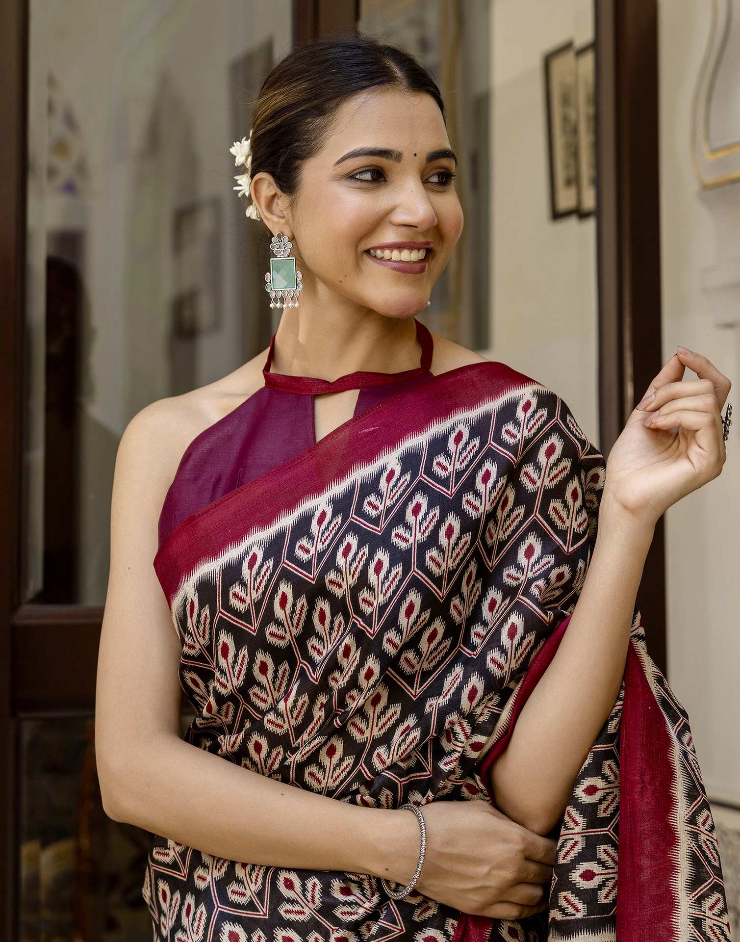 Black Khadi Printed Saree