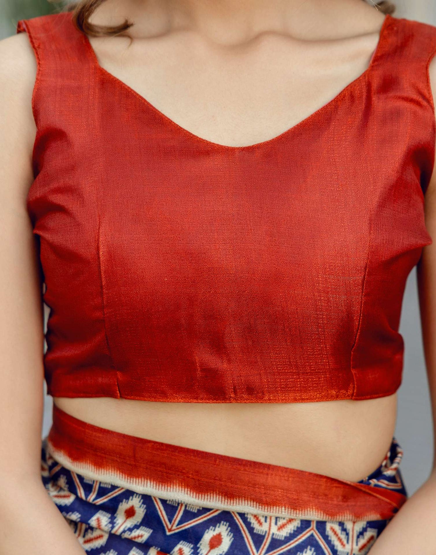 Navy Blue Khadi Printed Saree