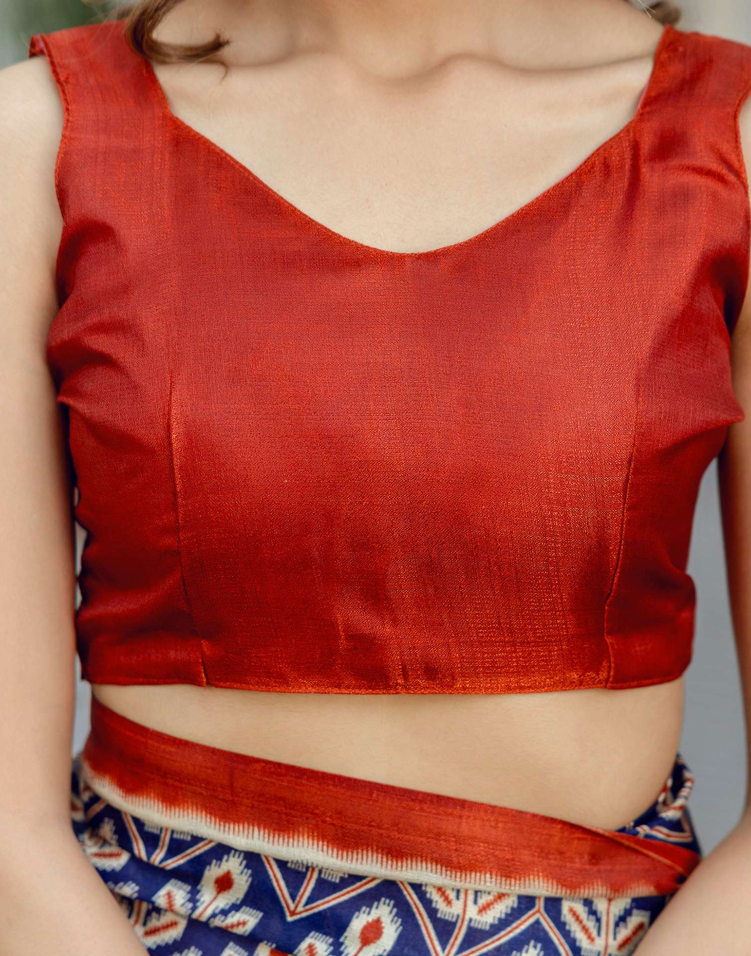Navy Blue Khadi Printed Saree