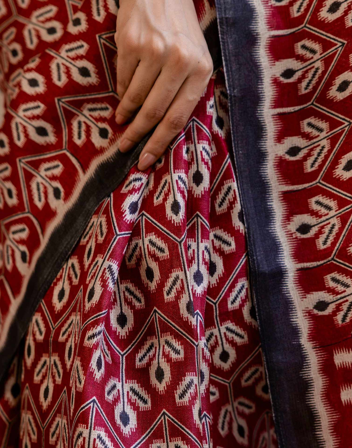 Maroon Khadi Printed Saree
