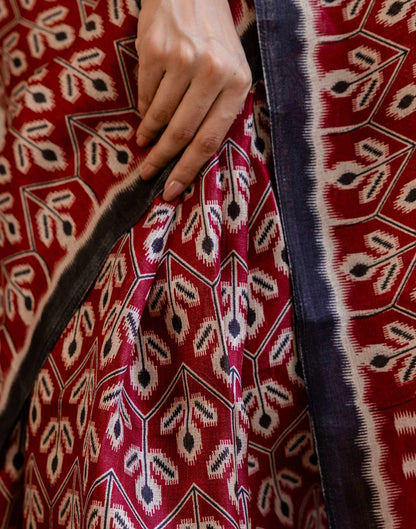 Maroon Khadi Printed Saree
