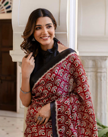 Maroon Khadi Printed Saree