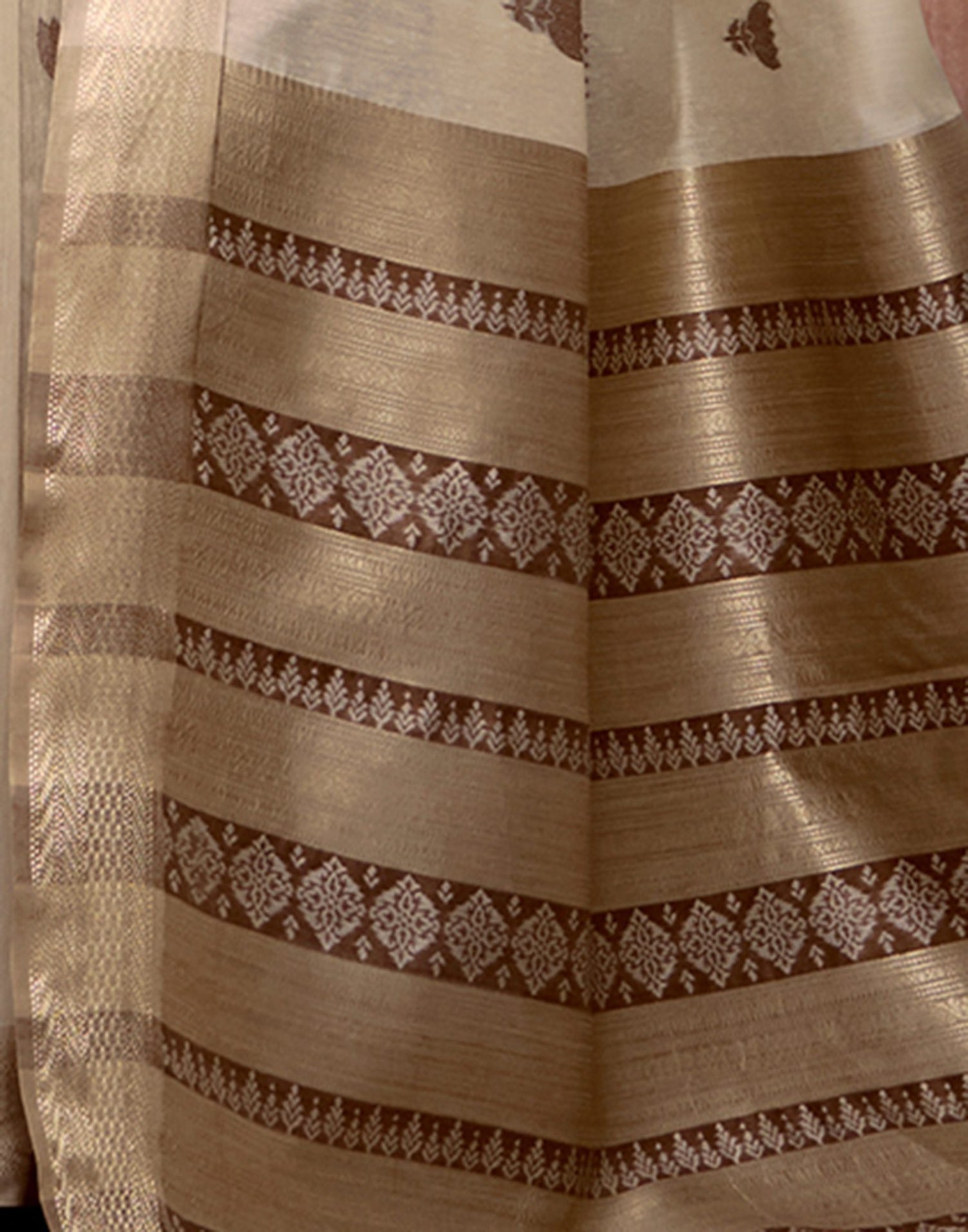 Beige Cotton Woven Saree