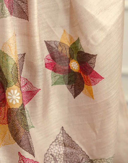 Dark Beige Khadi Printed Saree