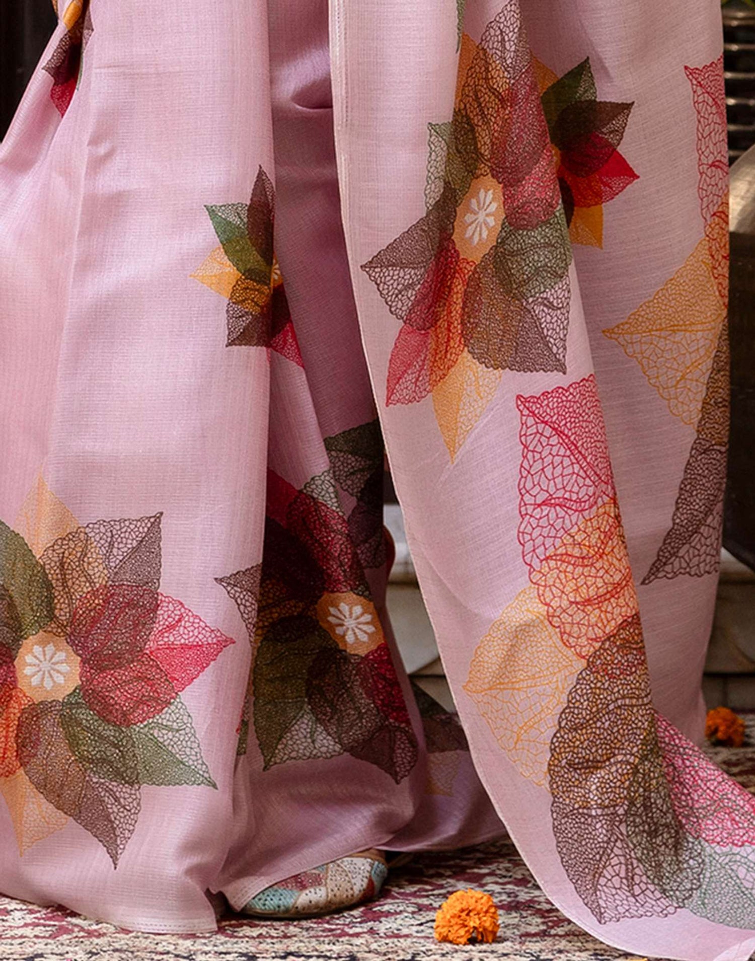 Pink Khadi Printed Saree
