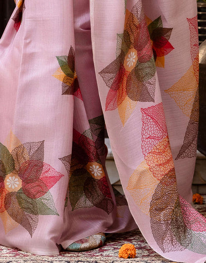 Pink Khadi Printed Saree