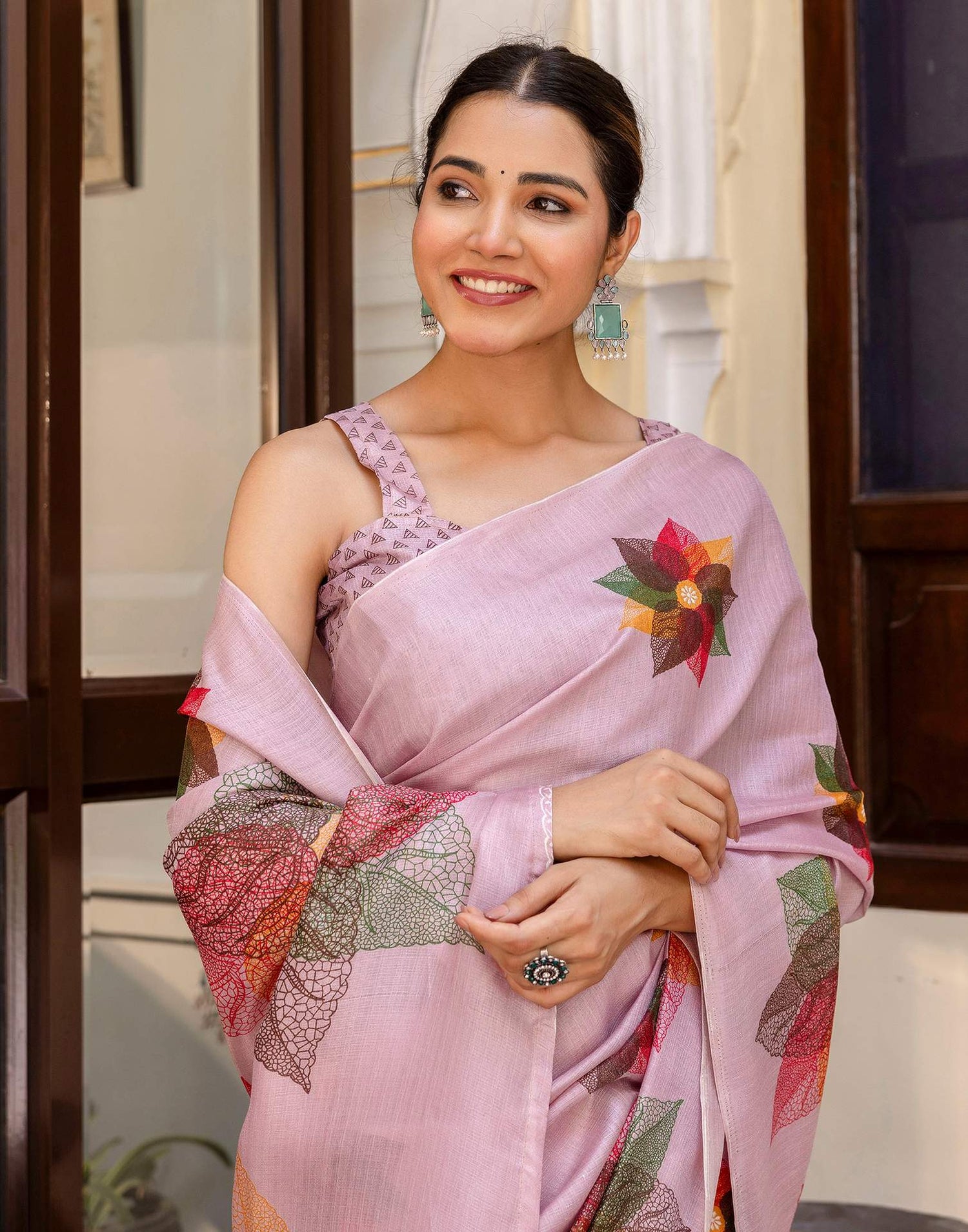 Pink Khadi Printed Saree