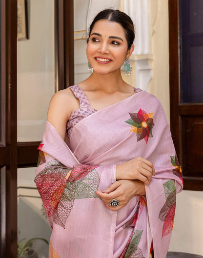 Pink Khadi Printed Saree