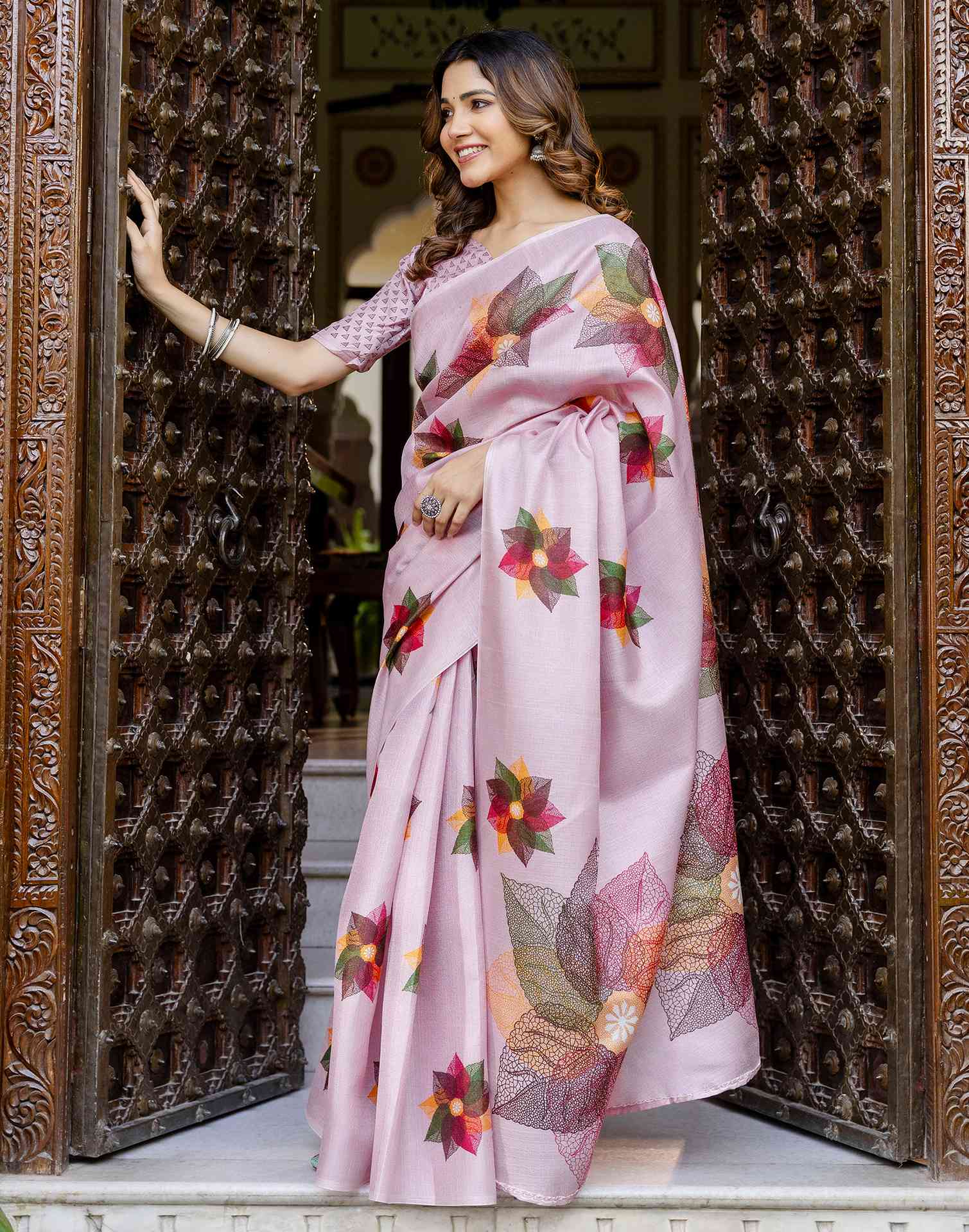 Light Purple Khadi Printed Saree