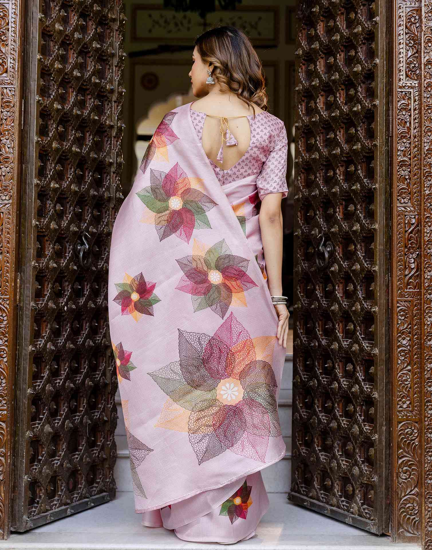 Light Purple Khadi Printed Saree