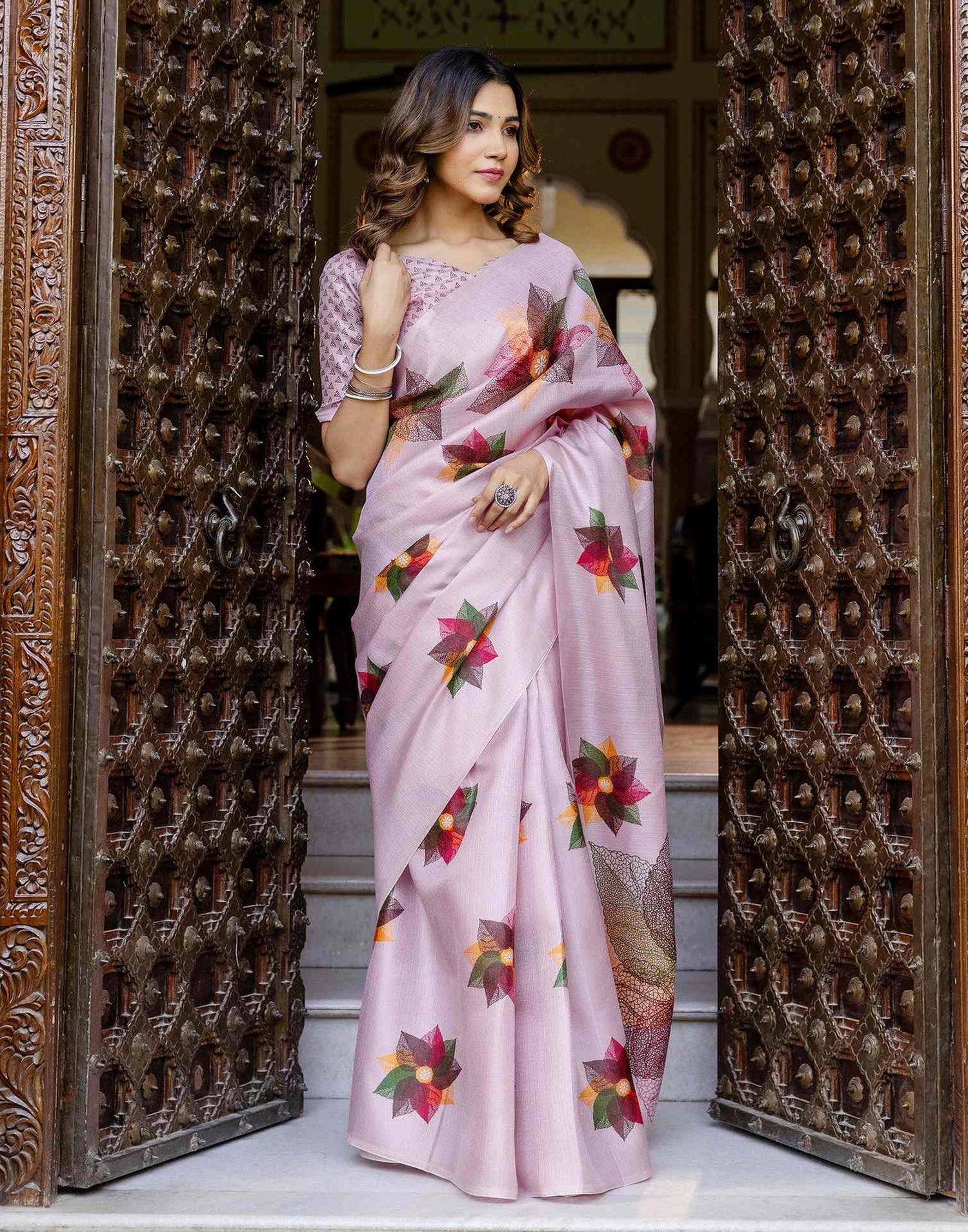 Light Purple Khadi Printed Saree