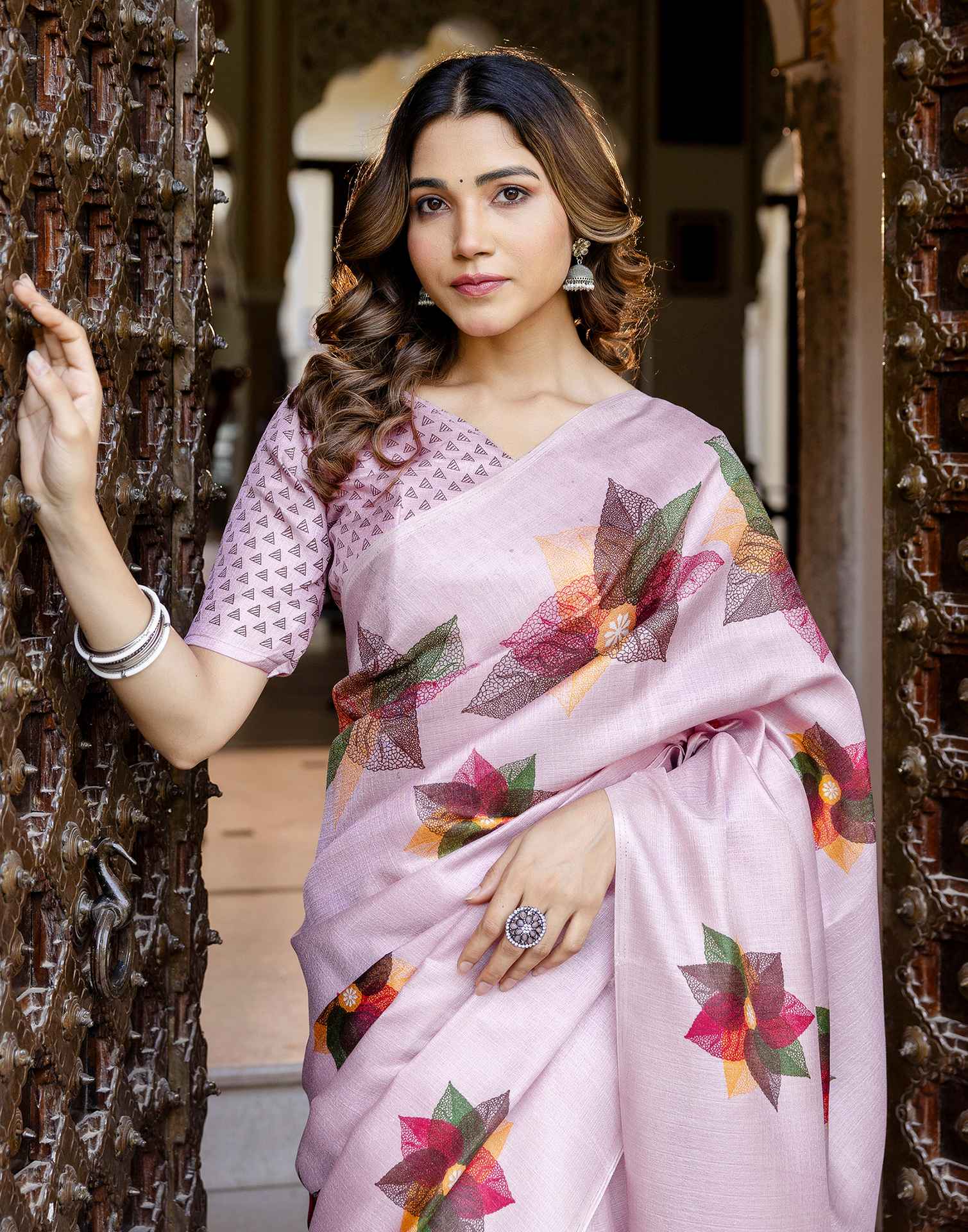 Light Purple Khadi Printed Saree