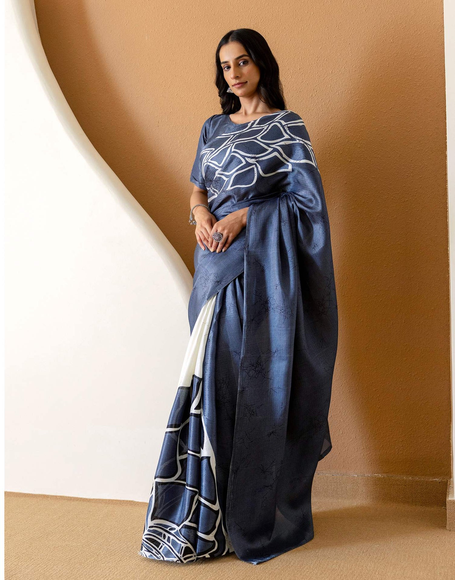 Grey Khadi Printed Saree