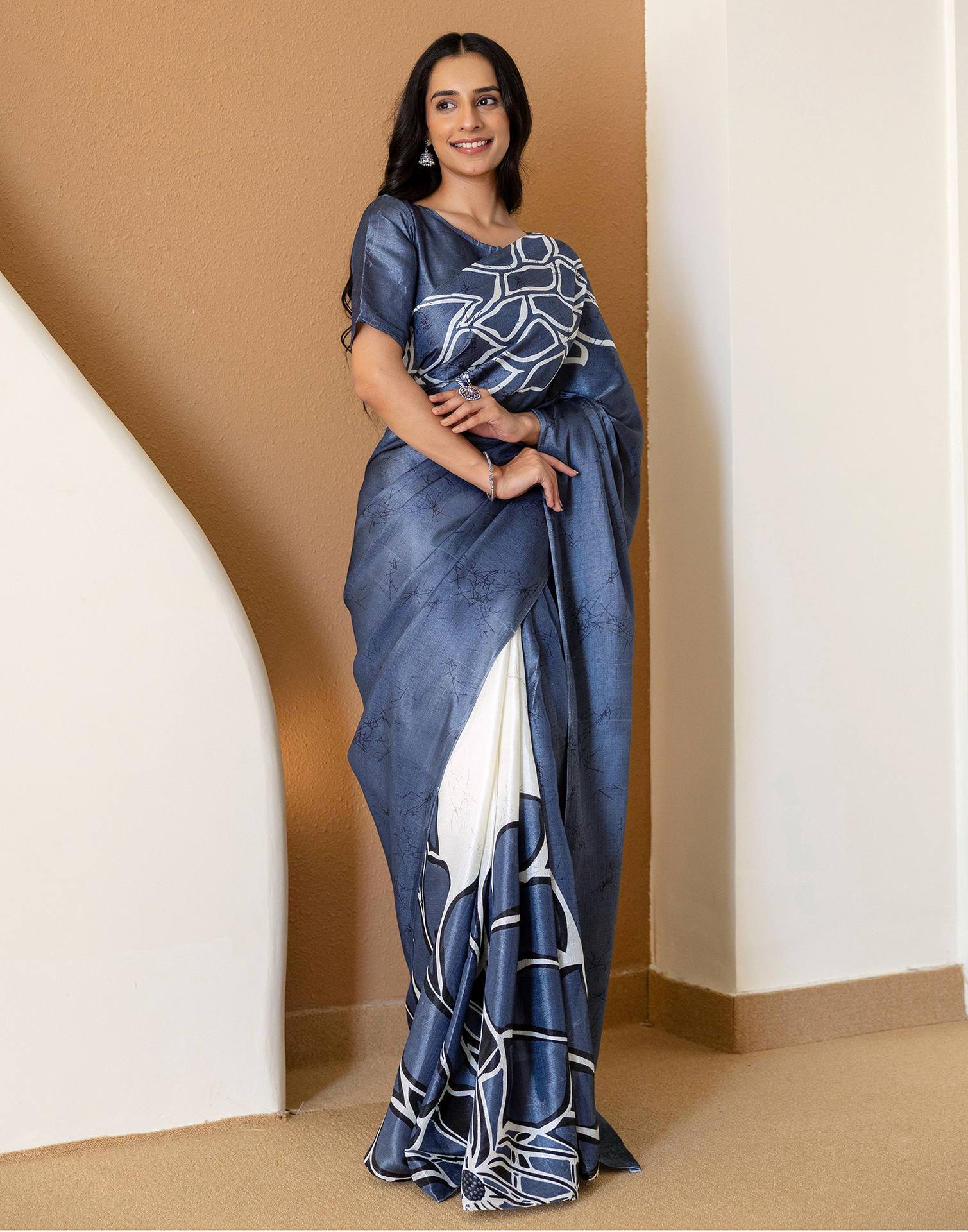 Grey Khadi Printed Saree