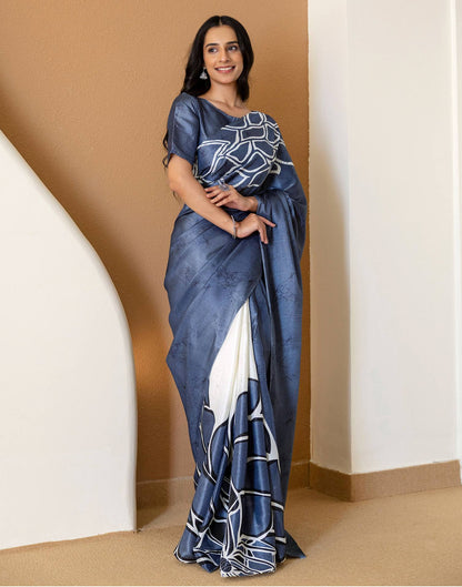 Grey Khadi Printed Saree