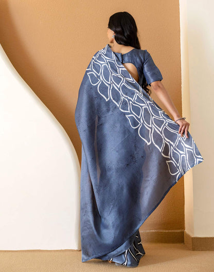 Grey Khadi Printed Saree