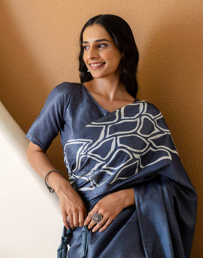 Grey Khadi Printed Saree