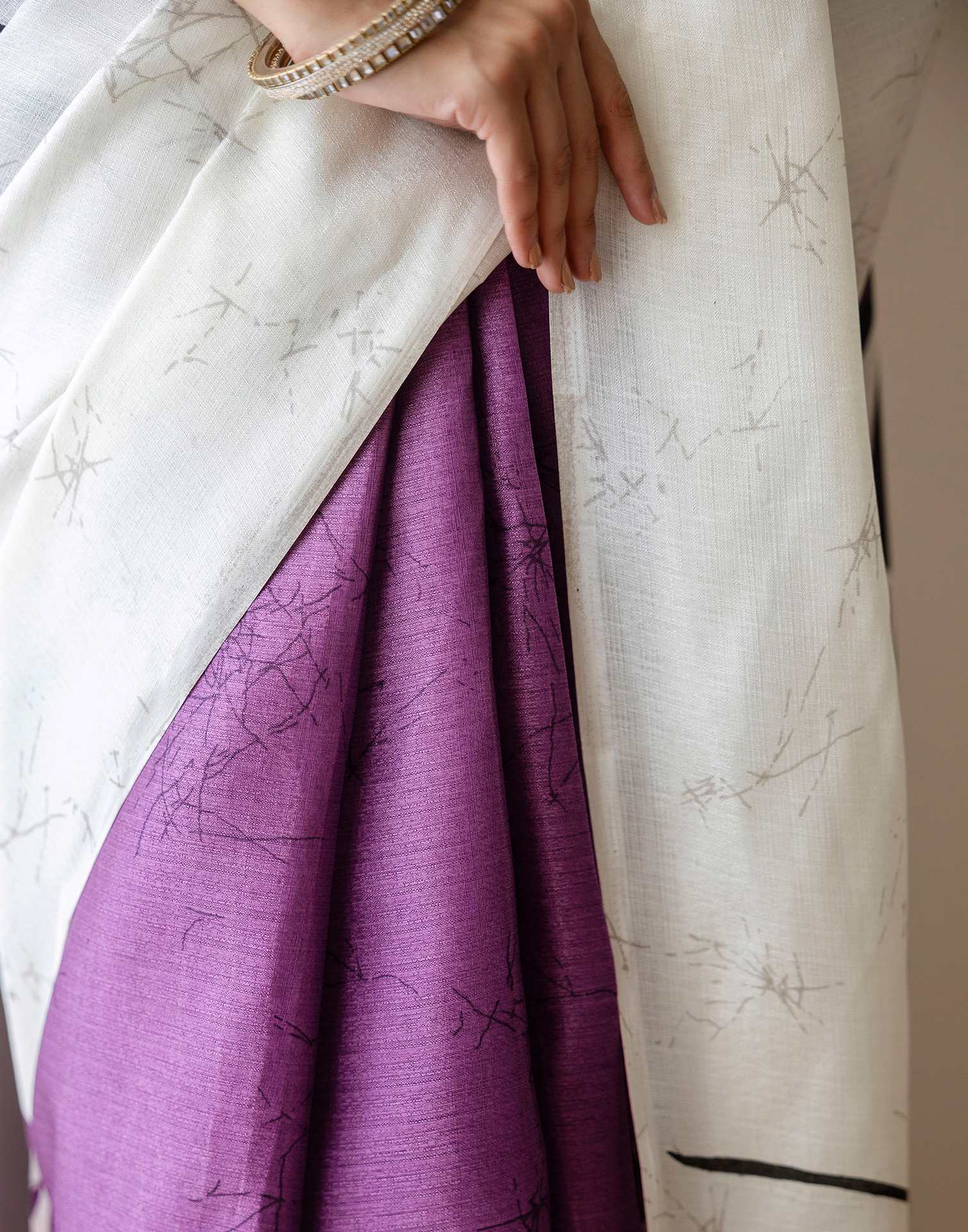 Dark Purple Khadi Printed Saree
