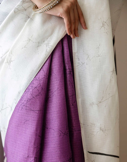 Dark Purple Khadi Printed Saree