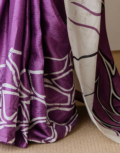 Dark Purple Khadi Printed Saree