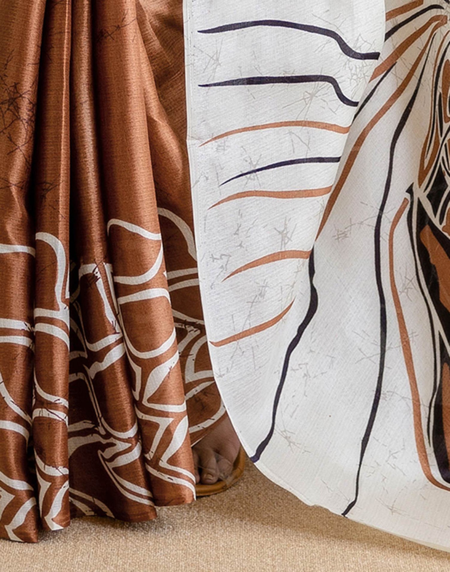 Brown Khadi Printed Saree