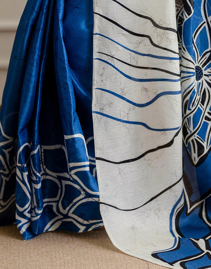 Blue Khadi Printed Saree