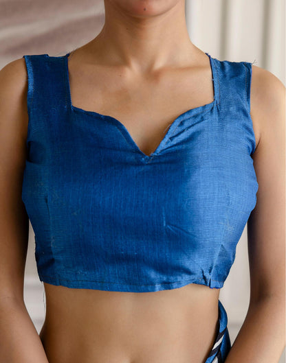 Blue Khadi Printed Saree