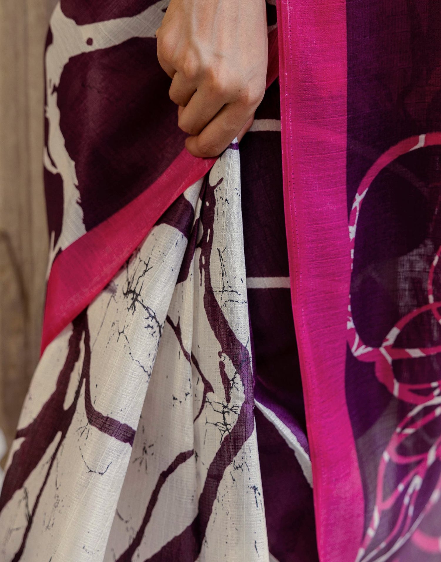 Dark Purple Khadi Printed Saree