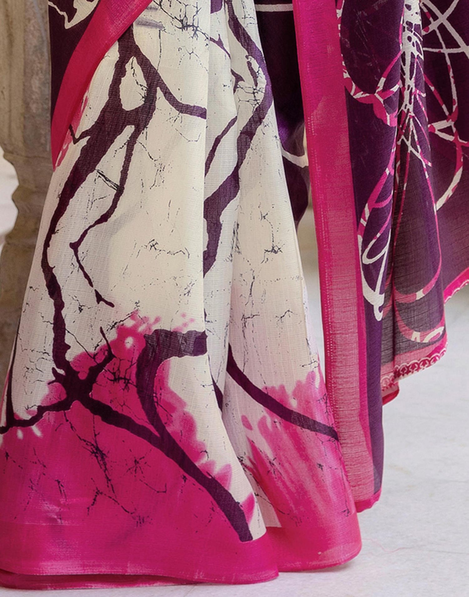 Dark Purple Khadi Printed Saree