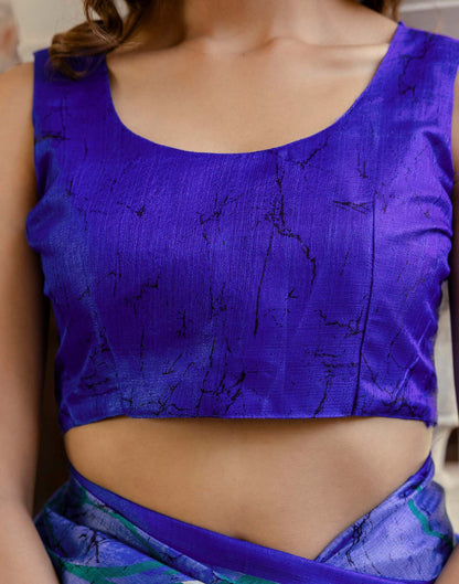 Teal Green Khadi Printed Saree