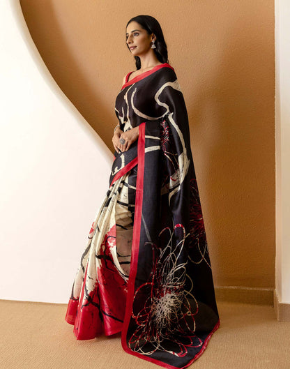 Black Khadi Printed Saree
