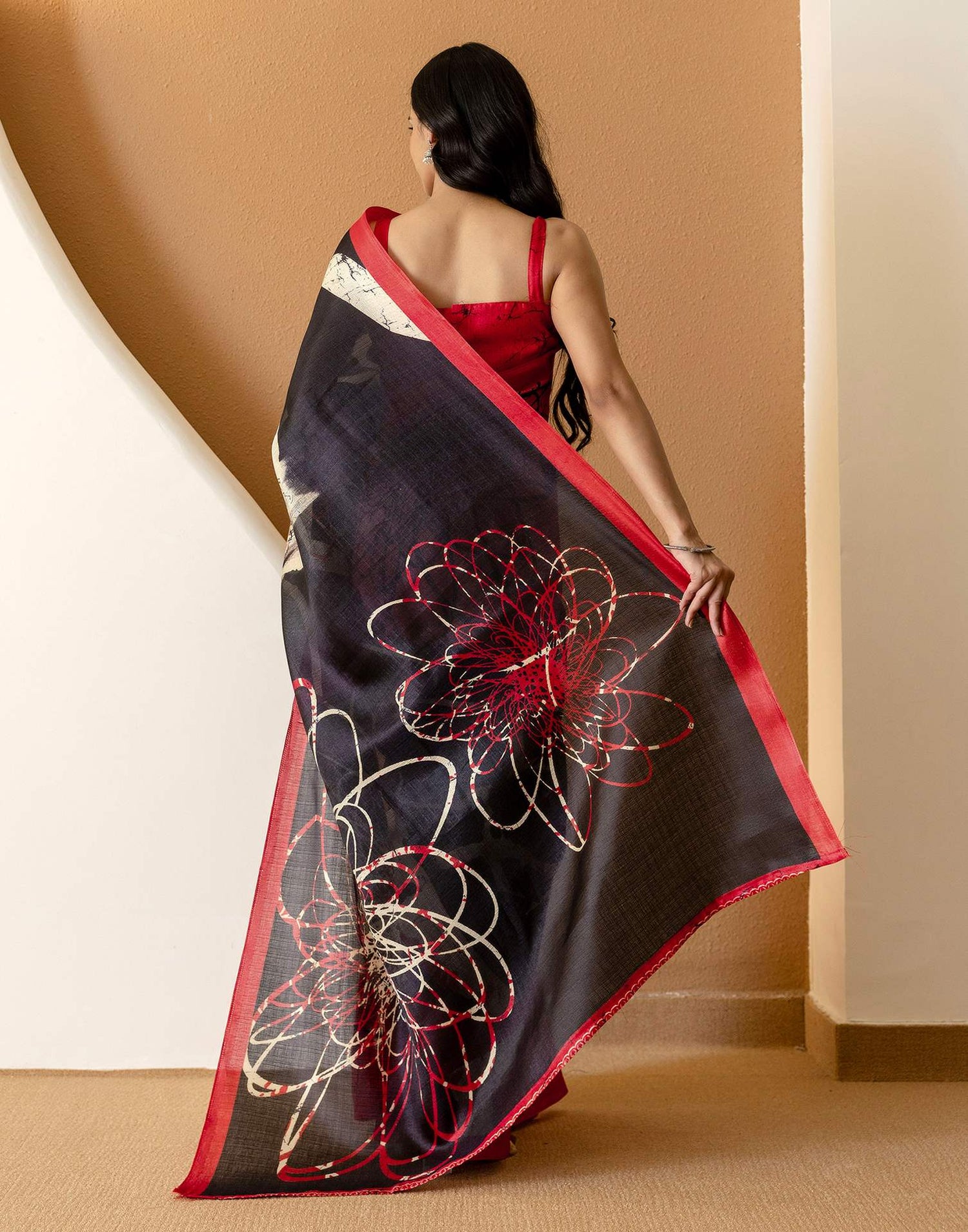 Black Khadi Printed Saree