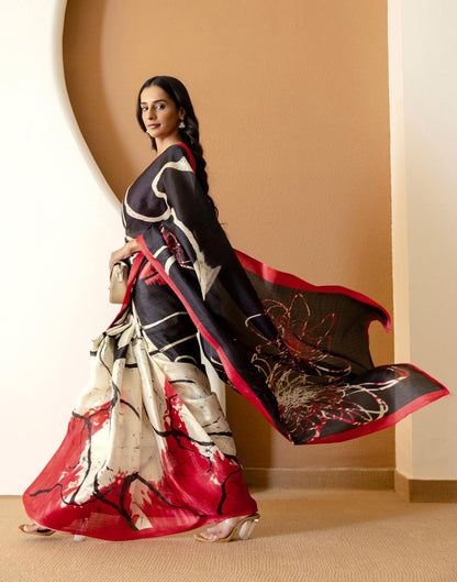 Black Khadi Printed Saree