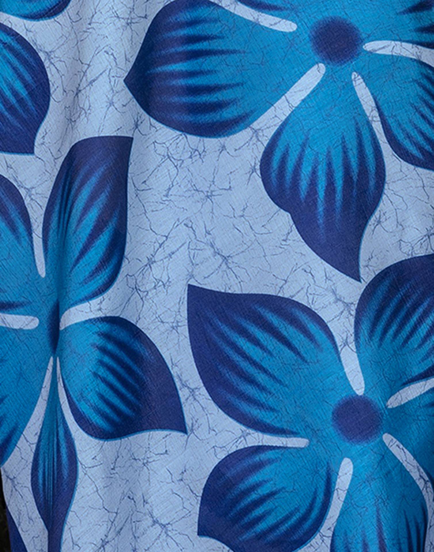 Sky Blue Khadi Printed Saree