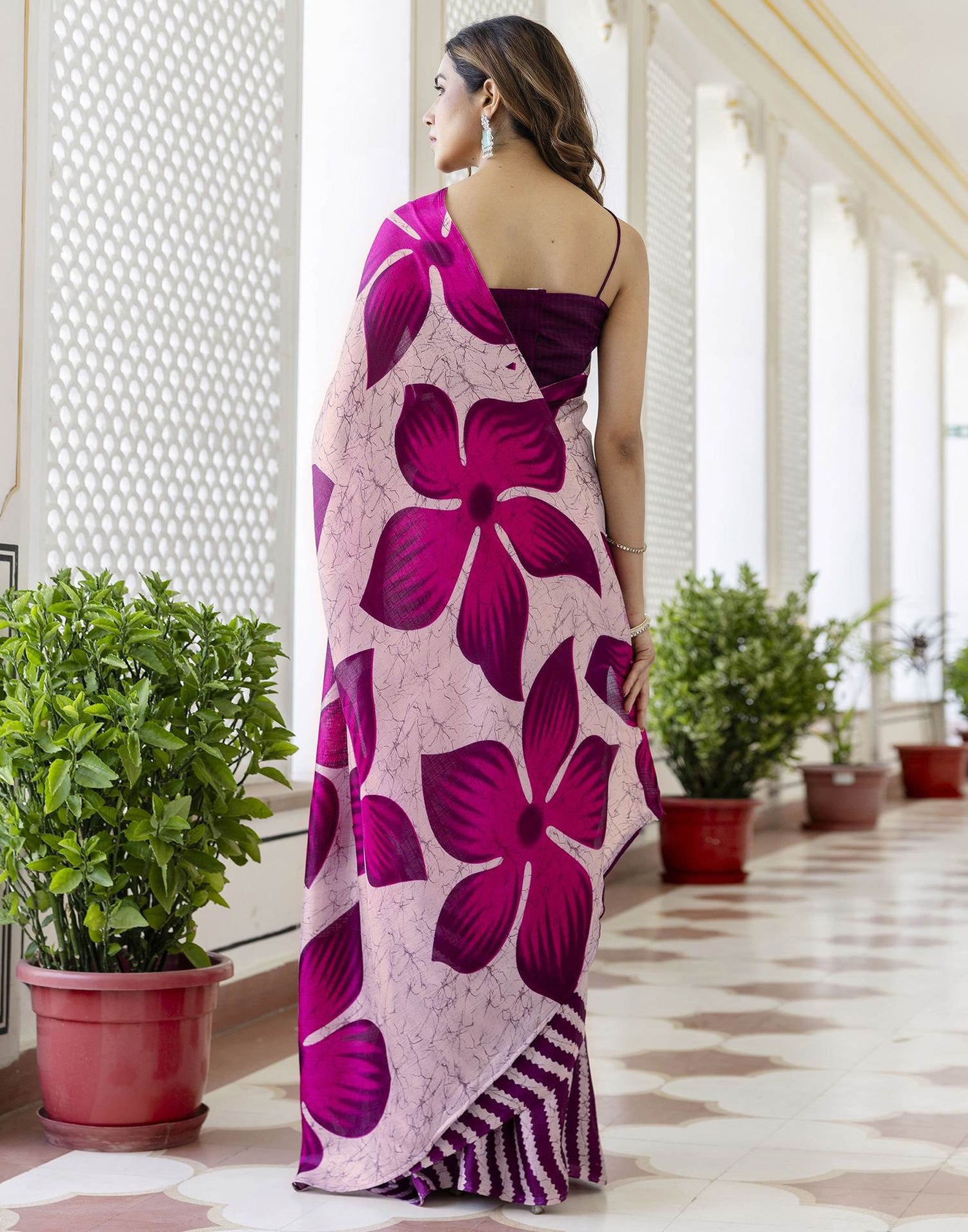 Light Purple Khadi Printed Saree