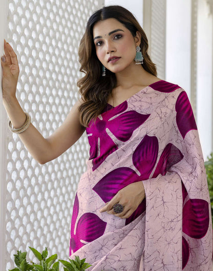 Light Purple Khadi Printed Saree