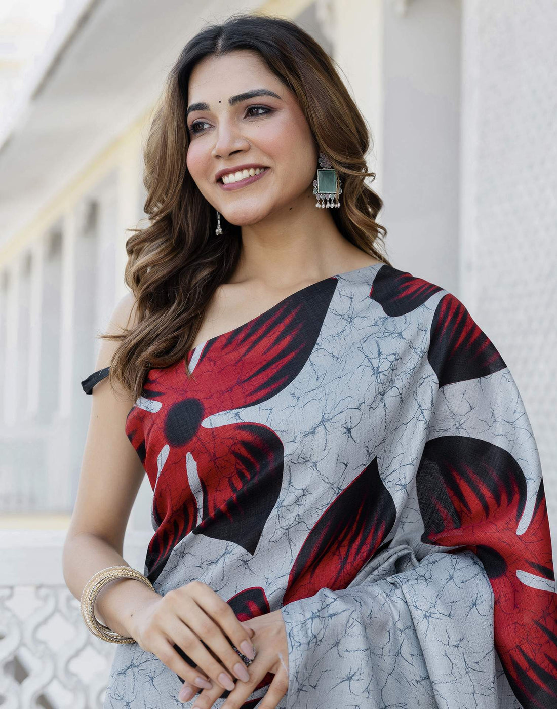 Grey Khadi Printed Saree