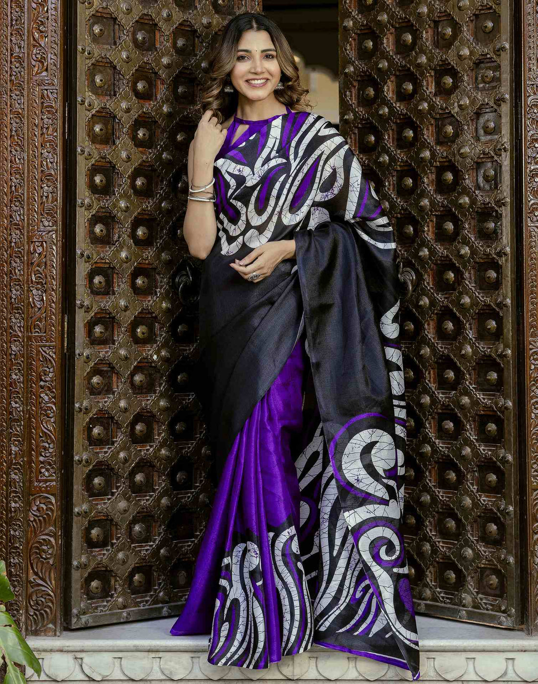 Purple Khadi Printed Saree