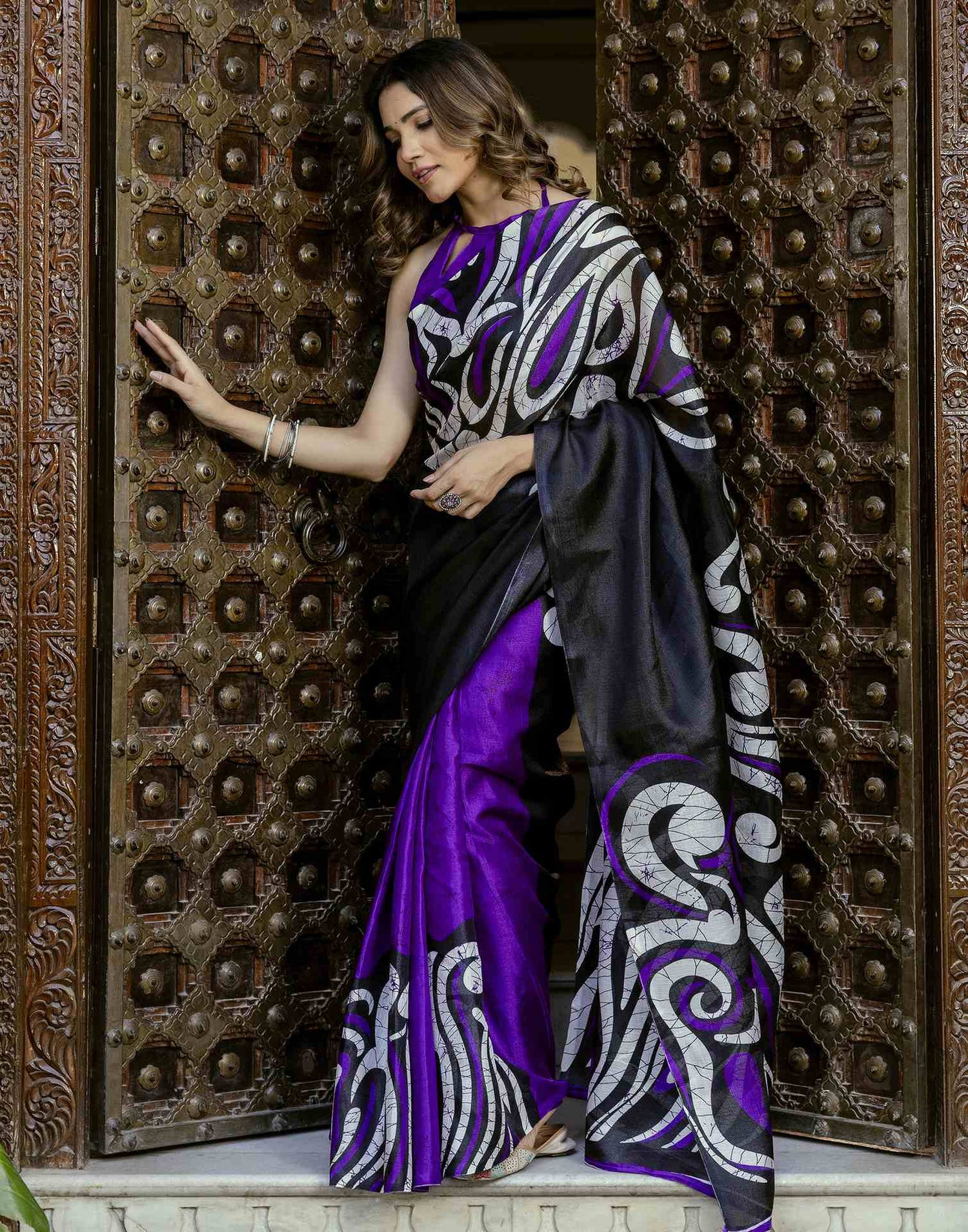 Purple Khadi Printed Saree