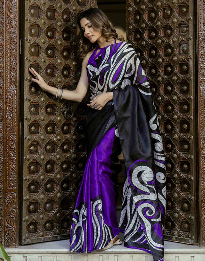 Purple Khadi Printed Saree