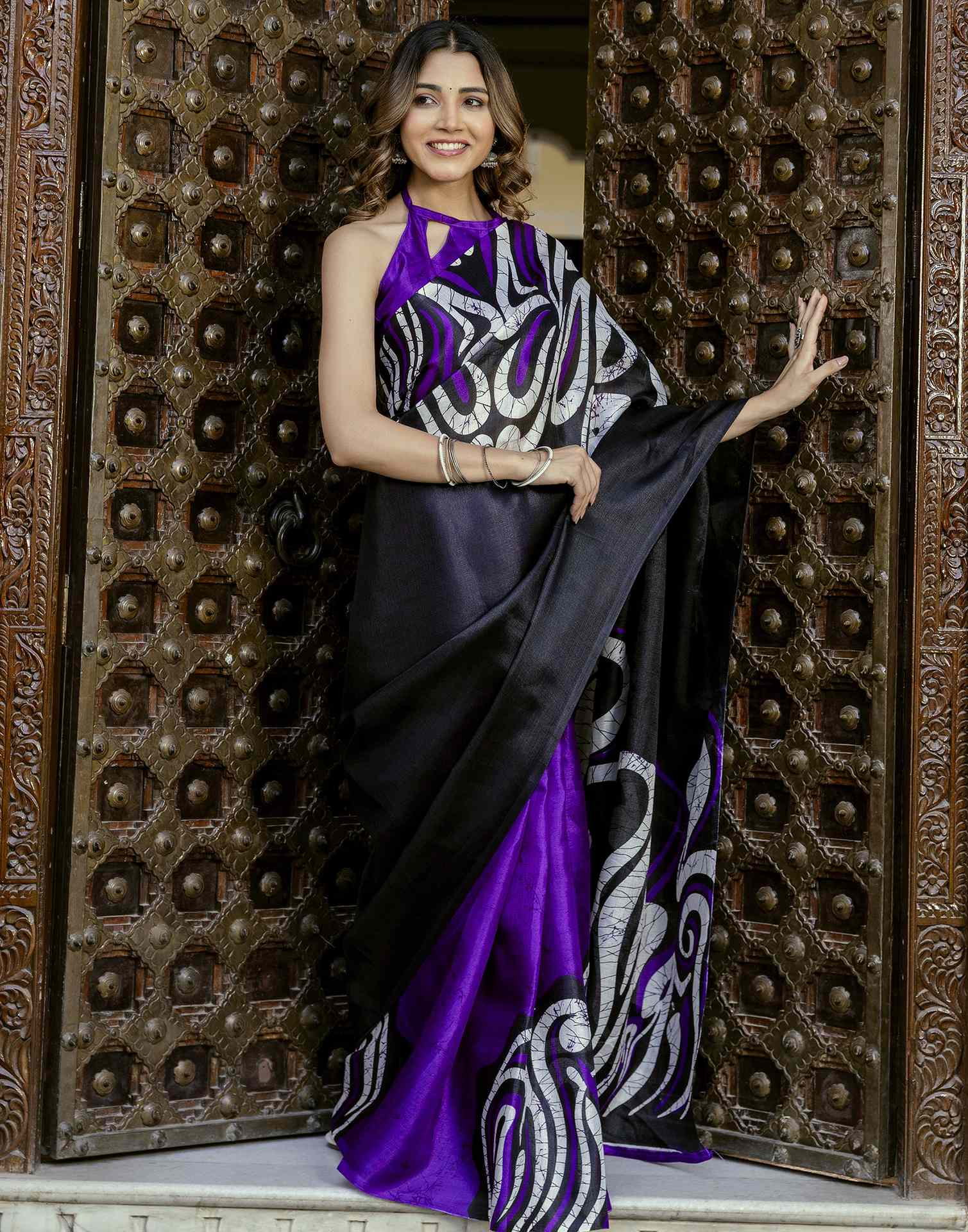 Purple Khadi Printed Saree