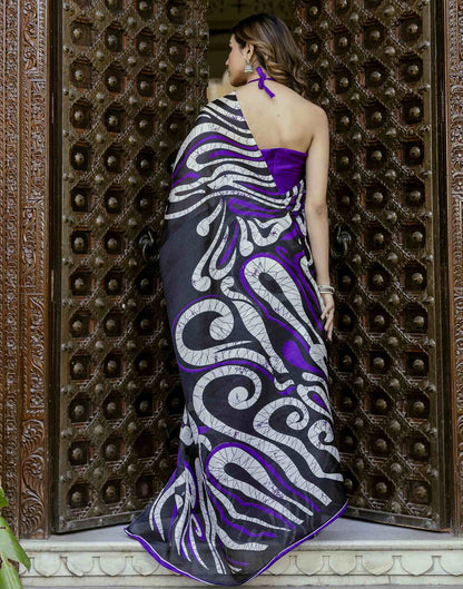 Purple Khadi Printed Saree