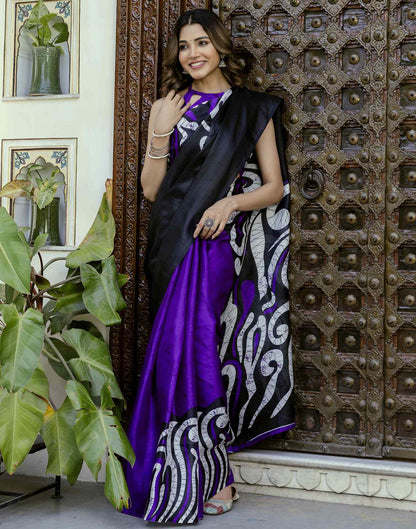 Purple Khadi Printed Saree