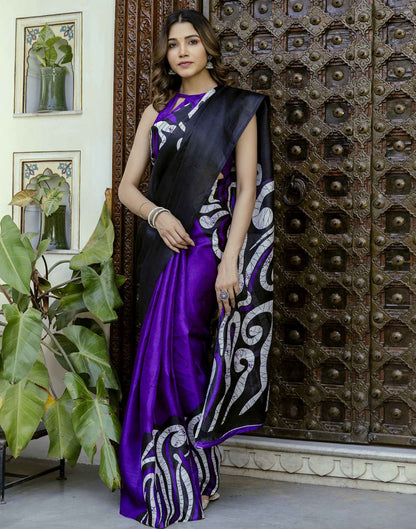 Purple Khadi Printed Saree